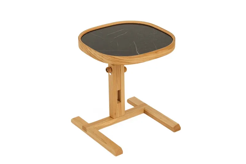 Sidebord Wallxpert Opus Kare (42 x 43 x 42 cm) Eg Sort Marmor, Eg og sort marmor