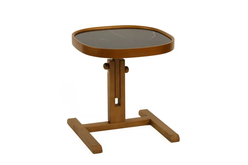 Sidebord Wallxpert Opus Kare (42 x 43 x 42 cm) Valnød sort marmor, Valnød og sort marmor