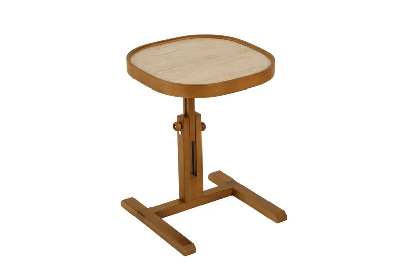 Sidebord Wallxpert Opus Kare (42 x 43 x 42 cm) Valnød Travertin, Valnød og travertin