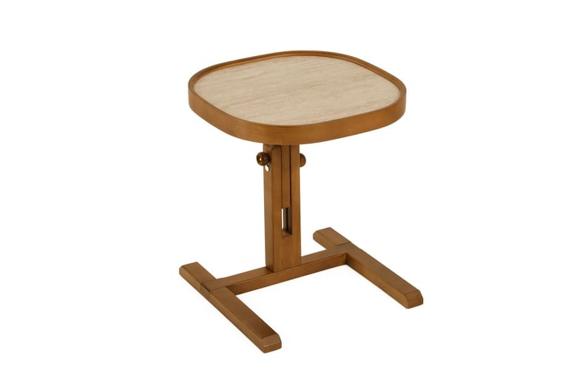 Sidebord Wallxpert Opus Kare (42 x 43 x 42 cm) Valnød Travertin - Valnød og travertin - Møbler - Borde - Aflastningsbord - Lampebord