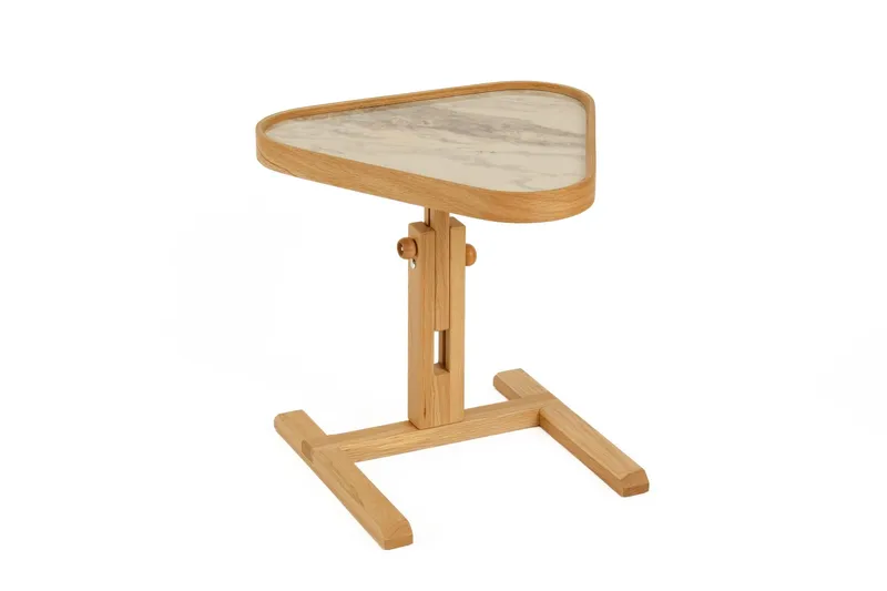 Sidebord Wallxpert Opus Ucgen (46 x 43 x 46 cm) Eg Hvid Marmor, Eg og hvid marmor