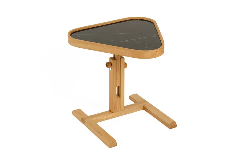 Sidebord Wallxpert Opus Ucgen (46 x 43 x 46 cm) Eg Sort Marmor, Eg og sort marmor
