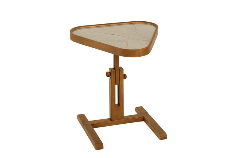 Sidebord Wallxpert Opus Ucgen (46 x 43 x 46 cm) Valnød Grå Marmor - Valnød og grå marmor - Møbler - Borde - Aflastningsbord - Lampebord