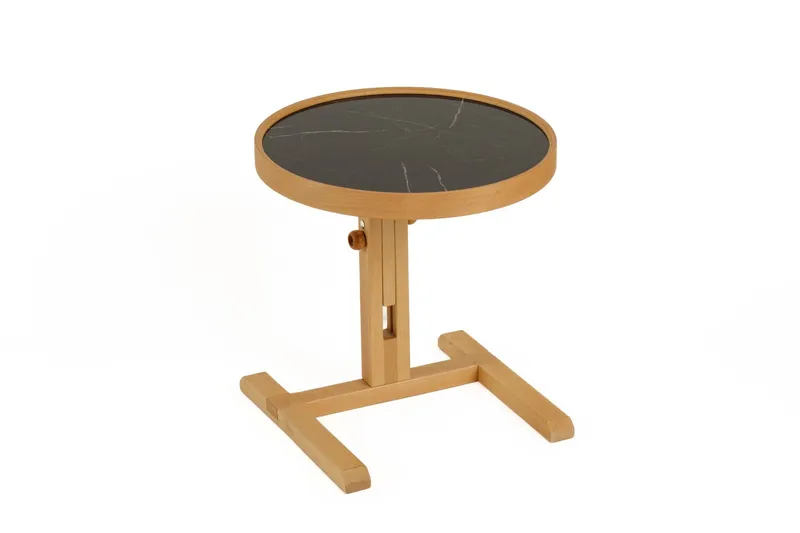 Sidebord Wallxpert Opus Yuvarlak (40 x 43 x 40 cm) Eg Sort Marmor, Eg og sort marmor