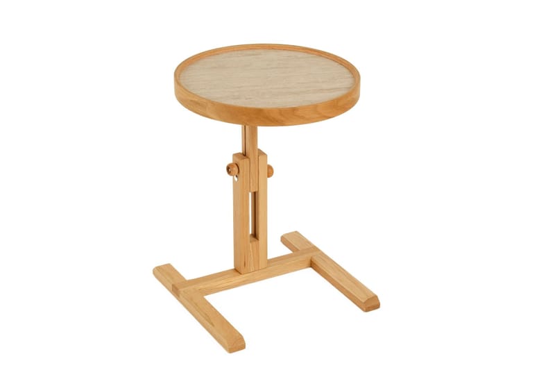 Sidebord Wallxpert Opus Yuvarlak (40 x 43 x 40 cm) Eg Travertin - Eg og travertin - Møbler - Borde - Aflastningsbord - Lampebord