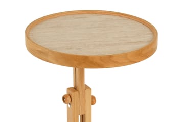 Sidebord Wallxpert Opus Yuvarlak (40 x 43 x 40 cm) Eg Travertin - Eg og travertin - Møbler - Borde - Aflastningsbord - Lampebord