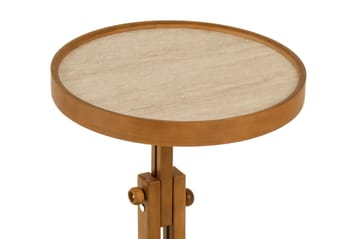 Sidebord Wallxpert Opus Yuvarlak (40 x 43 x 40 cm) Valnød Travertin - Valnød og travertin - Møbler - Borde - Aflastningsbord - Lampebord