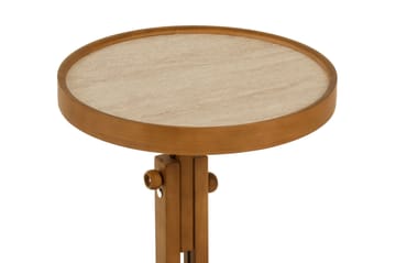 Sidebord Wallxpert Opus Yuvarlak (40 x 43 x 40 cm) Valnød Travertin - Valnød og travertin - Møbler - Borde - Aflastningsbord - Lampebord