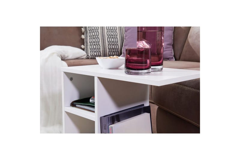 Sidebord Wohnling folieret spånplade 50 cm, moderne loftstil Hvid - Hvid - Møbler - Borde - Aflastningsbord - Lampebord