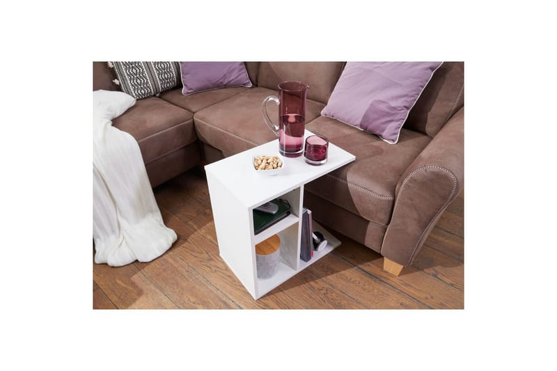 Sidebord Wohnling folieret spånplade 50 cm, moderne loftstil Hvid - Hvid - Møbler - Borde - Aflastningsbord - Lampebord
