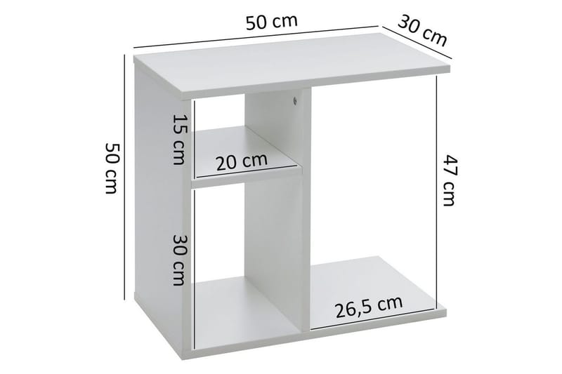Sidebord Wohnling folieret spånplade 50 cm, moderne loftstil Hvid - Hvid - Møbler - Borde - Aflastningsbord - Lampebord