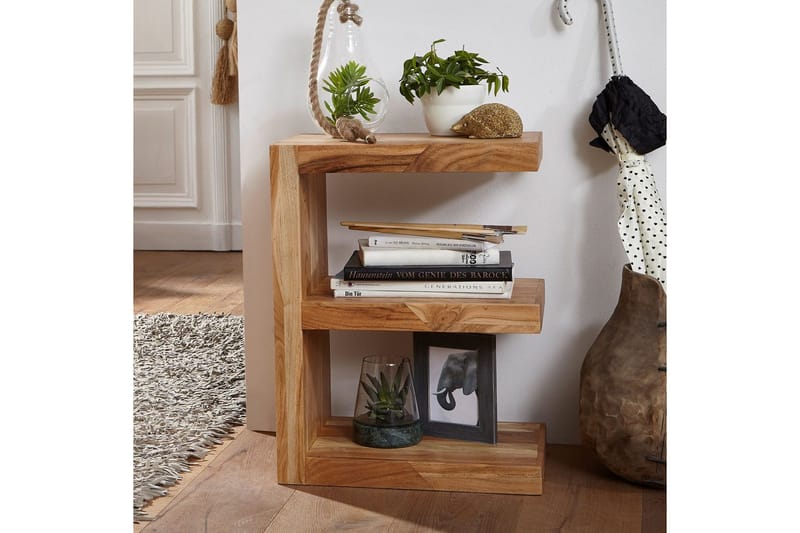 Sidebord Wohnling Massivt træ, E terning, landstil Akacietræ - Akacietræ - Møbler - Borde - Aflastningsbord - Lampebord