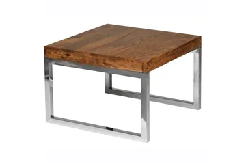 Sidebord Wohnling massivt træ, kvadratisk med metal krom ben, landstil 60x60 cm - 60x60 cm - Møbler - Borde - Aflastningsbord - Lampebord