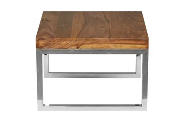 Sidebord Wohnling massivt træ, kvadratisk med metal krom ben, landstil 60x60 cm - 60x60 cm - Møbler - Borde - Aflastningsbord - Lampebord