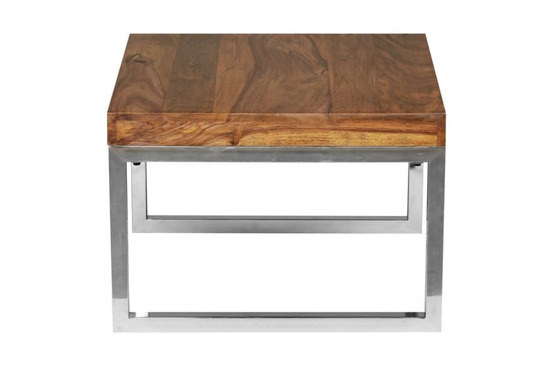 Sidebord Wohnling massivt træ, kvadratisk med metal krom ben, landstil 60x60 cm - 60x60 cm - Møbler - Borde - Aflastningsbord - Lampebord