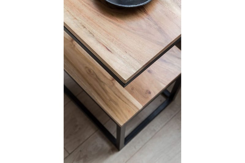 Sidebord Wohnling Massivt træ, S Cube, metalramme landhusstil Akacietræ - Akacietræ - Møbler - Borde - Aflastningsbord - Lampebord