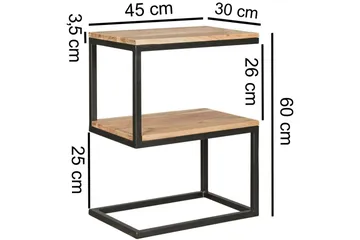 Sidebord Wohnling Massivt træ, S Cube, metalramme landhusstil Akacietræ - Akacietræ - Møbler - Borde - Aflastningsbord - Lampebord
