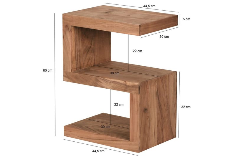 Sidebord Wohnling Massivt træ, S terning, landstil Akacietræ - Akacietræ - Møbler - Borde - Aflastningsbord - Lampebord