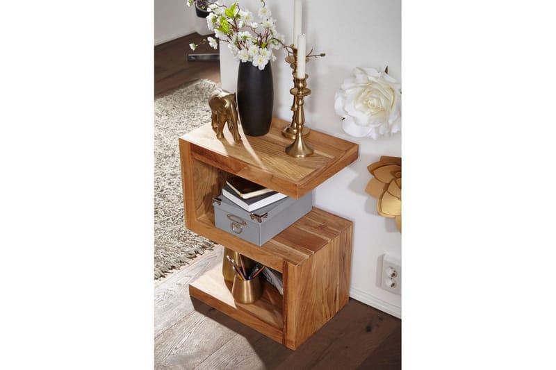 Sidebord Wohnling Massivt træ, S terning, landstil Akacietræ - Akacietræ - Møbler - Borde - Aflastningsbord - Lampebord