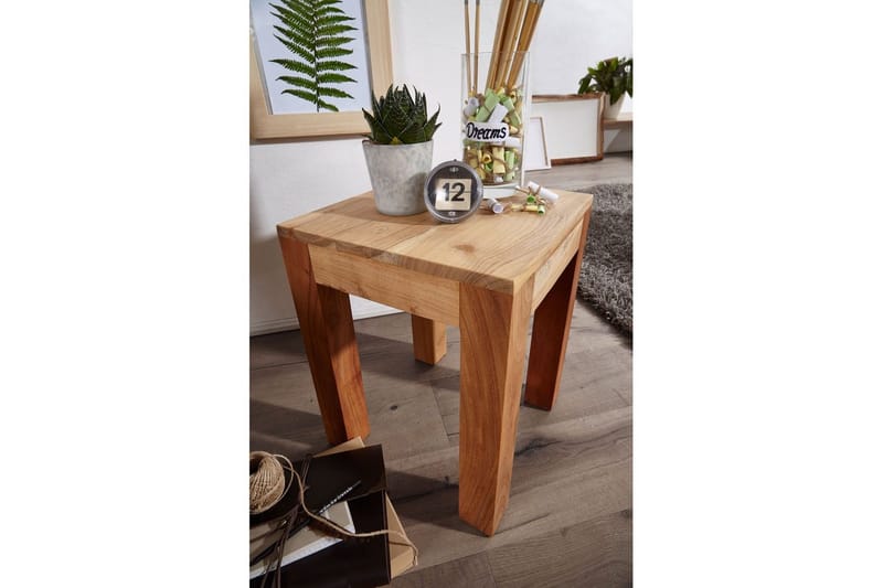 Sidebord Wohnling massivt træ 35x35cm med træben, landlig stil Akacietræ - Akacietræ - Møbler - Borde - Aflastningsbord - Lampebord