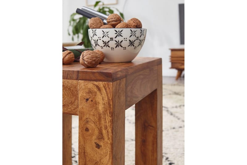 Sidebord Wohnling massivt træ 35x35cm med træben, landlig stil Rose træ - Rose træ - Møbler - Borde - Aflastningsbord - Lampebord