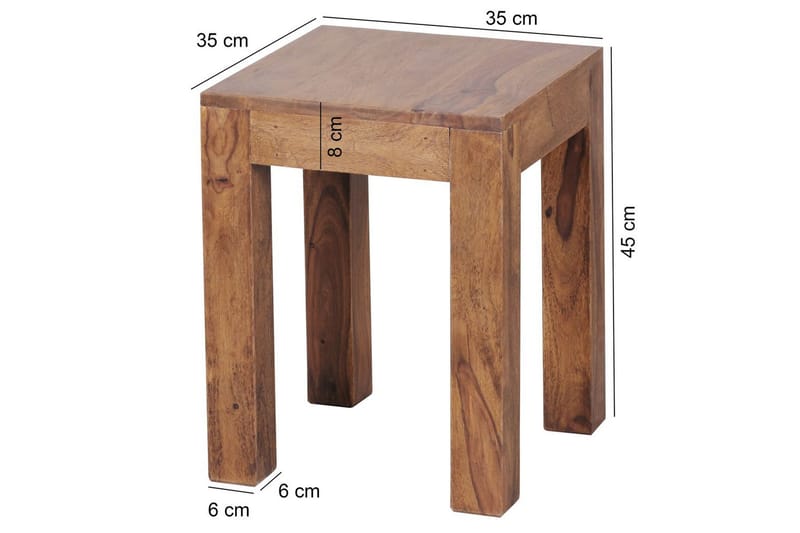 Sidebord Wohnling massivt træ 35x35cm med træben, landlig stil Rose træ - Rose træ - Møbler - Borde - Aflastningsbord - Lampebord