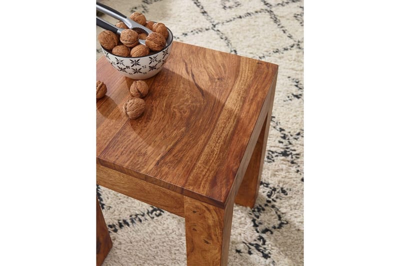 Sidebord Wohnling massivt træ 35x35cm med træben, landlig stil Rose træ - Rose træ - Møbler - Borde - Aflastningsbord - Lampebord