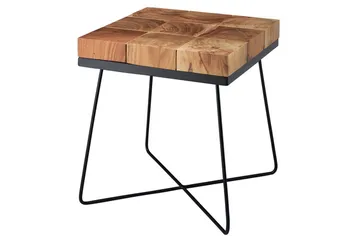 Sidebord Wohnling Massivt træ blokstil pulverlakeret metalramme industrielt - Møbler - Borde - Aflastningsbord - Lampebord