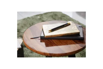 Sidebord Wohnling massivt træ sort metalramme rundt 35 cm, industrielt loftstil 45 cm - 45 cm - Møbler - Borde - Aflastningsbord - Lampebord