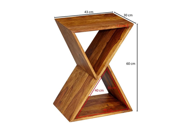 Sidebord Wohnling Massivt træ X-form med opbevaringsplads landstil - Møbler - Borde - Aflastningsbord - Lampebord