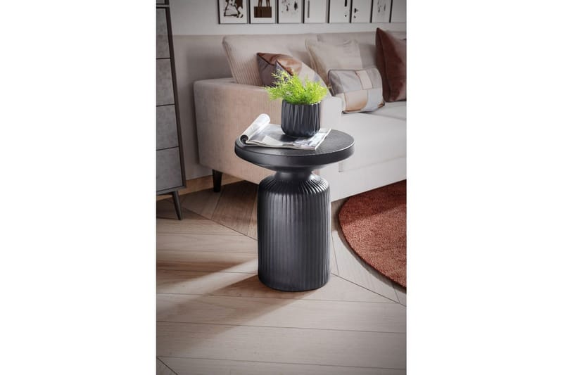Sidebord Wohnling Metall Rund 40 cm Sort Hamret Udseende Industriel - Møbler - Borde - Aflastningsbord - Lampebord