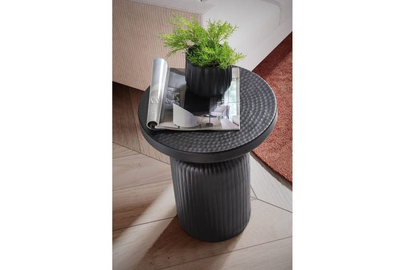 Sidebord Wohnling Metall Rund 40 cm Sort Hamret Udseende Industriel - Møbler - Borde - Aflastningsbord - Lampebord