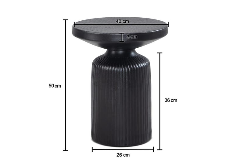 Sidebord Wohnling Metall Rund 40 cm Sort Hamret Udseende Industriel - Møbler - Borde - Aflastningsbord - Lampebord