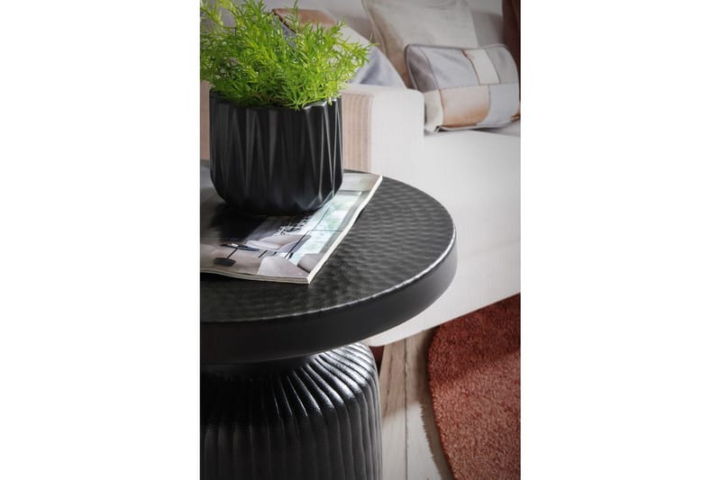 Sidebord Wohnling Metall Rund 40 cm Sort Hamret Udseende Industriel - Møbler - Borde - Aflastningsbord - Lampebord