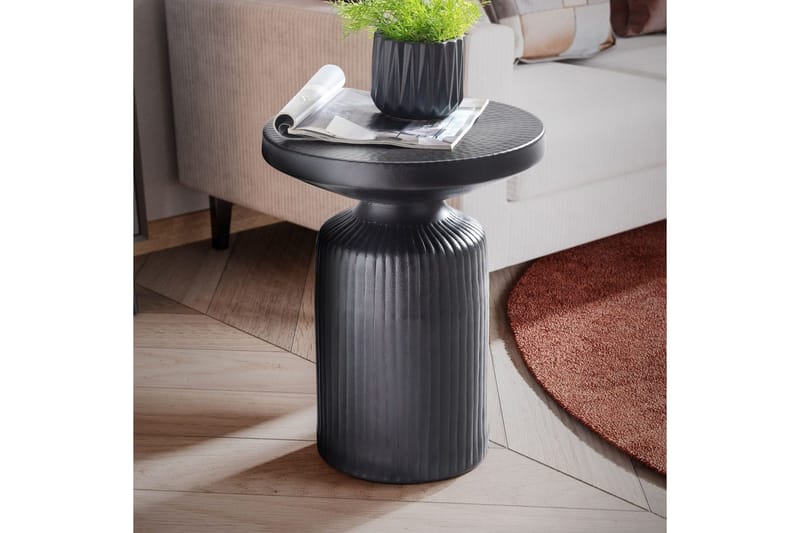 Sidebord Wohnling Metall Rund 40 cm Sort Hamret Udseende Industriel - Møbler - Borde - Aflastningsbord - Lampebord