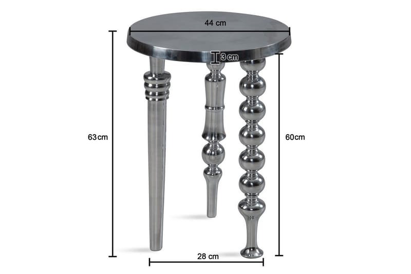 Sidebord Wohnling Metall Rund 44 cm med 3 Forskellige Ben Moderne - Møbler - Borde - Aflastningsbord - Lampebord