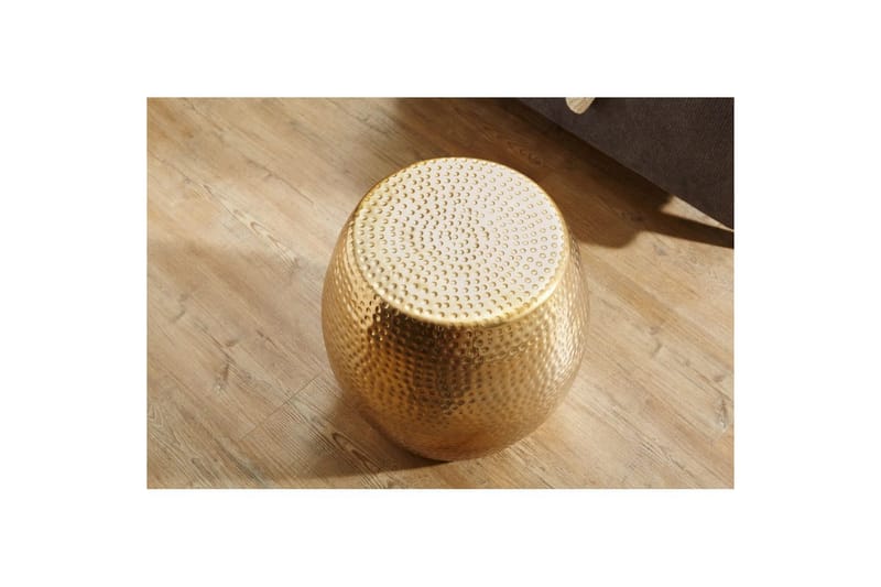 Sidebord Wohnling rund 30 cm, 42 cm høj, aluminium hamret look, orientalsk stil Guld - Guld - Møbler - Borde - Aflastningsbord - Lampebord