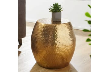 Sidebord Wohnling rund 30 cm, 42 cm høj, aluminium hamret look, orientalsk stil Guld - Guld - Møbler - Borde - Aflastningsbord - Lampebord