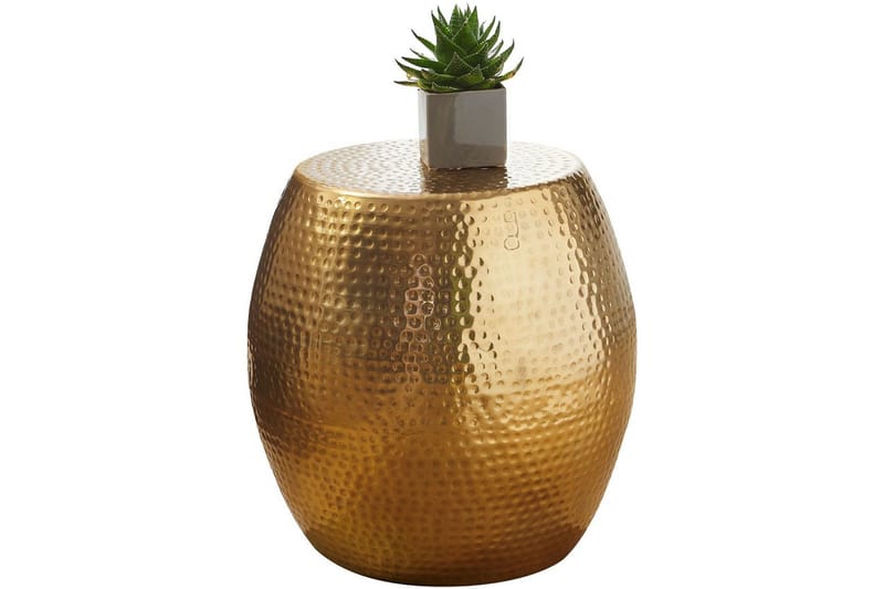 Sidebord Wohnling rund 30 cm, 42 cm høj, aluminium hamret look, orientalsk stil Guld, Guld