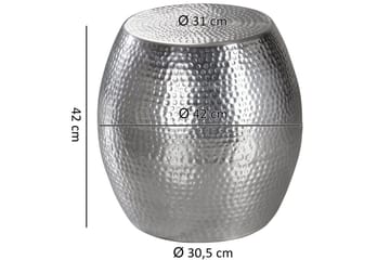 Sidebord Wohnling rund 30 cm, 42 cm høj, aluminium hamret look, orientalsk stil Sølv - Sølv - Møbler - Borde - Aflastningsbord - Lampebord