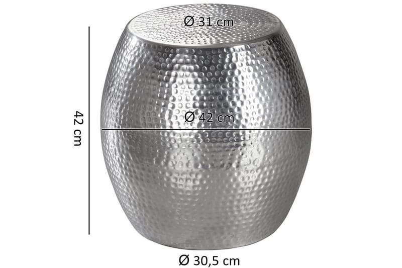 Sidebord Wohnling rund 30 cm, 42 cm høj, aluminium hamret look, orientalsk stil Sølv - Sølv - Møbler - Borde - Aflastningsbord - Lampebord