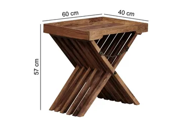 Sidebord Wohnling Rustikt sofabord, massivt træ med foldbart krydsben-design i landlig stil - Møbler - Borde - Aflastningsbord - Lampebord