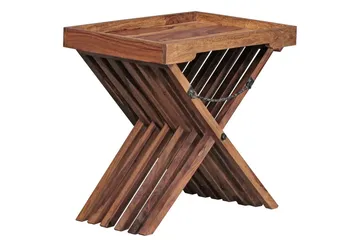 Sidebord Wohnling Rustikt sofabord, massivt træ med foldbart krydsben-design i landlig stil - Møbler - Borde - Aflastningsbord - Lampebord