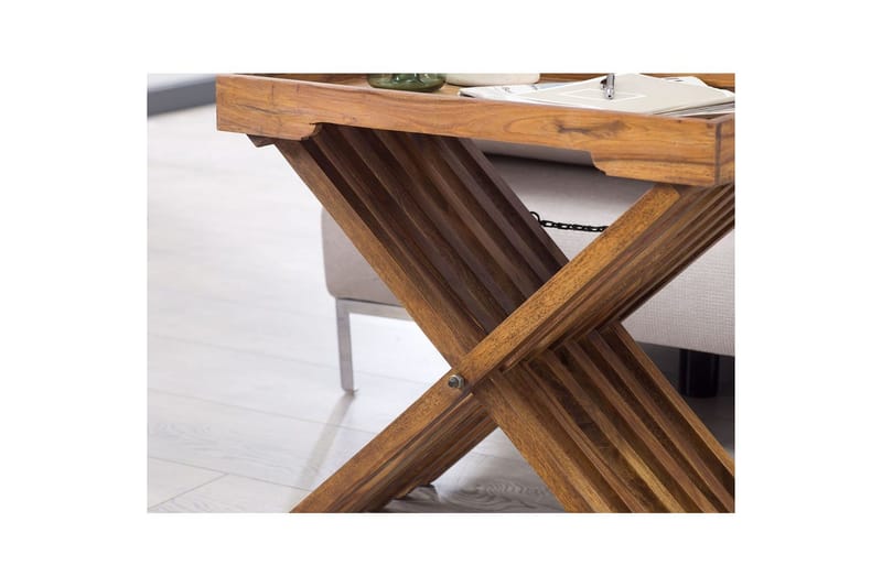 Sidebord Wohnling Rustikt sofabord, massivt træ med foldbart krydsben-design i landlig stil - Møbler - Borde - Aflastningsbord - Bakkebord & små borde