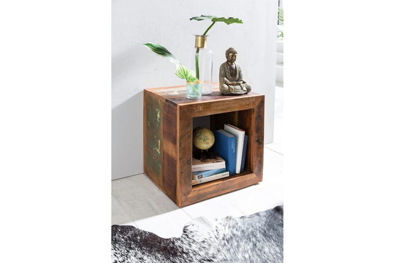 Sidebord Wohnling Solidt genbrugstræ Kolkutta kube industriel - Møbler - Borde - Aflastningsbord - Lampebord