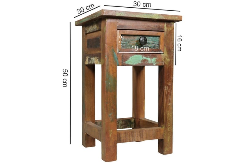 Sidebord Wohnling Solidt genbrugstræ Kolkutta skuffe industriel - Møbler - Borde - Aflastningsbord - Lampebord
