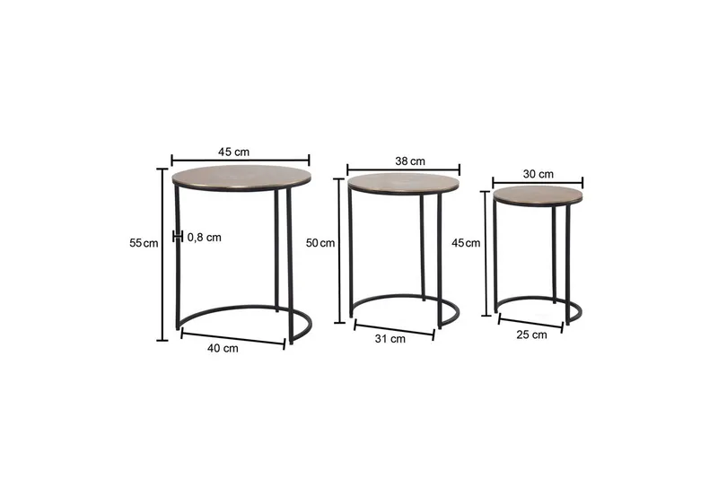 Sidobord & lampbord Wohnling Guld, Svart - Møbler - Borde - Aflastningsbord - Indskudsborde