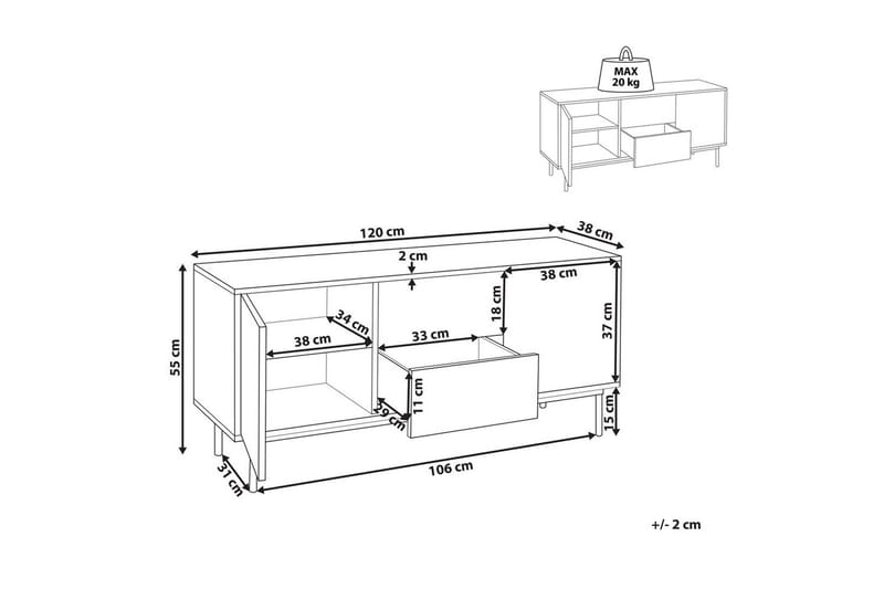 Skænk Okland Hvid, mørkt træ - Hvid, mørkt træ - Opbevaring - Opbevaringsmøbler - Skænke & sideboards