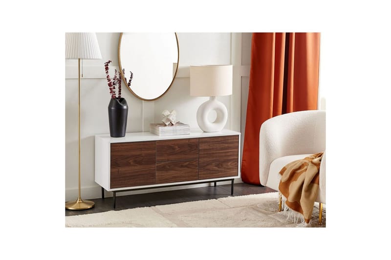 Skænk Okland Hvid, mørkt træ - Hvid, mørkt træ - Opbevaring - Opbevaringsmøbler - Skænke & sideboards