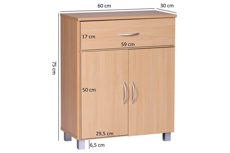 Skænk Wohnling Folieret spånplade 60 x 75 cm 2 døre 1 skuffe moderne stil - Opbevaring - Opbevaringsmøbler - Skænke & sideboards